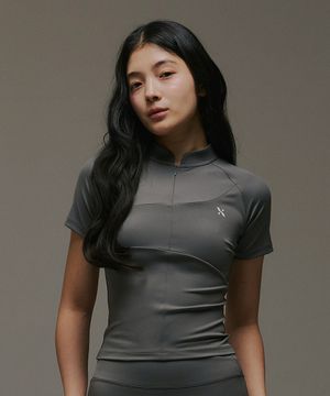 만다린 하프집업 숏슬리브 딥그레이