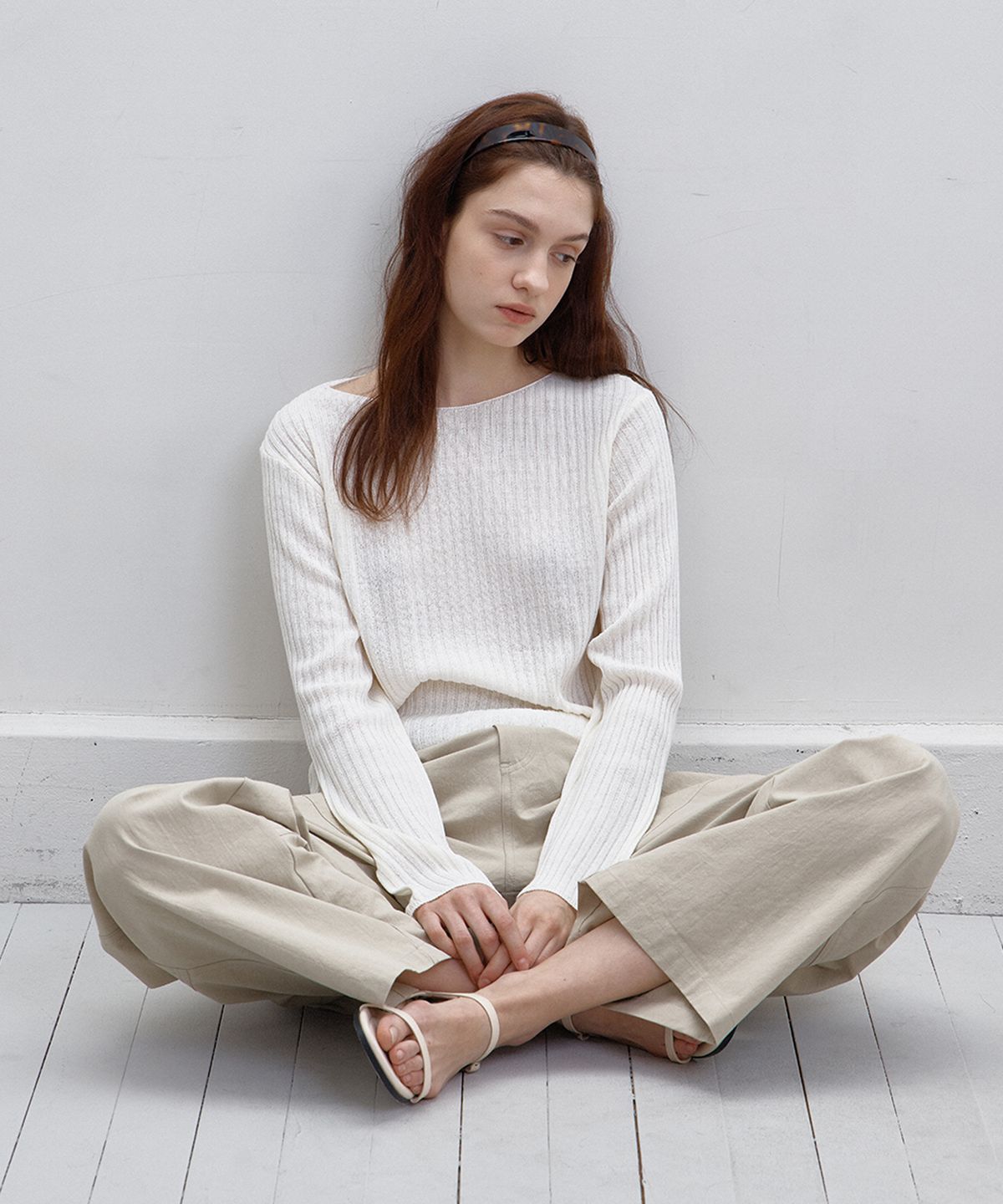 벗튼(BUT'TON) Boat Neck Golgi Knit (Ivory)