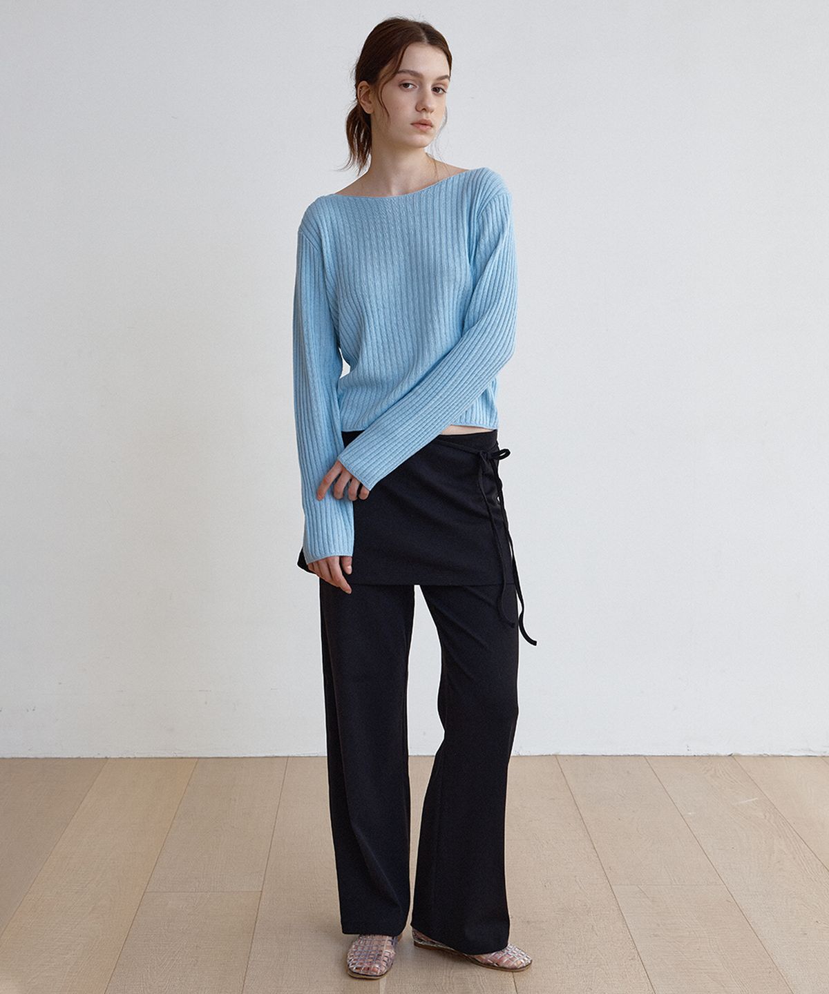 벗튼(BUT'TON) Boat Neck Golgi Knit (Sky Blue)