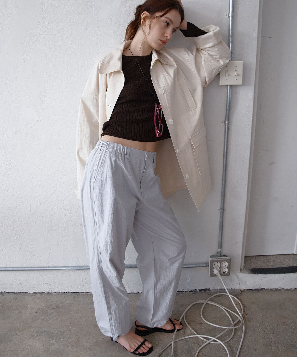 벗튼(BUT'TON) Cotton Parashute Pants (Light Grey)