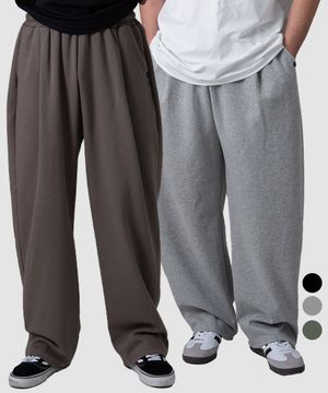 2pack 원턱 커브드 와이드 벌룬 스웨트팬츠