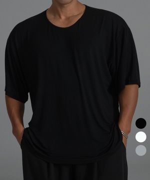 오버핏 모달 실켓 U넥 반팔 티셔츠