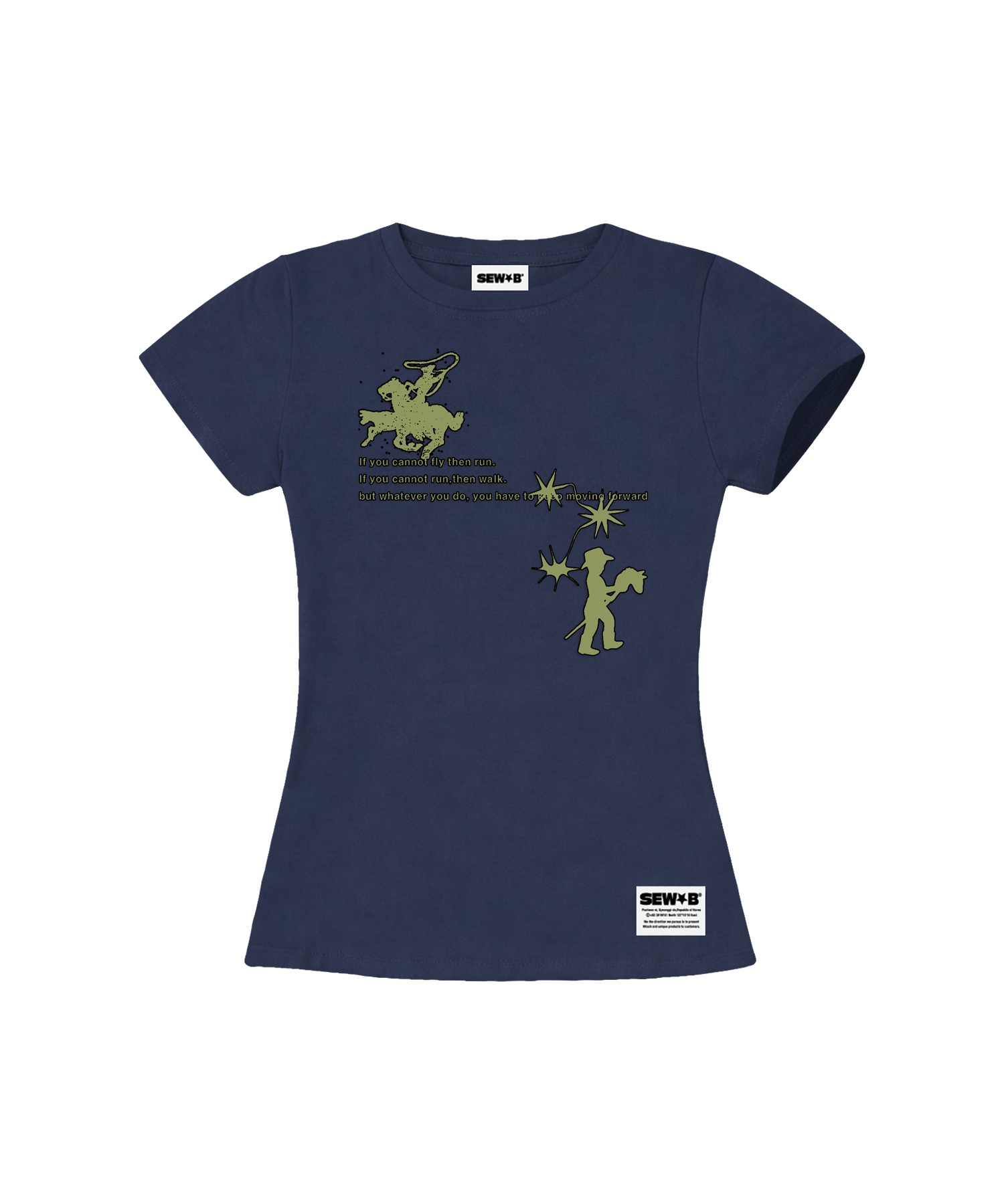 MUSINSA公式 | SEW-B gree セミクロップ半袖Tシャツ [ネイビー]