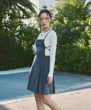 BACKLESS STRAP DRESS (CHARCOAL)