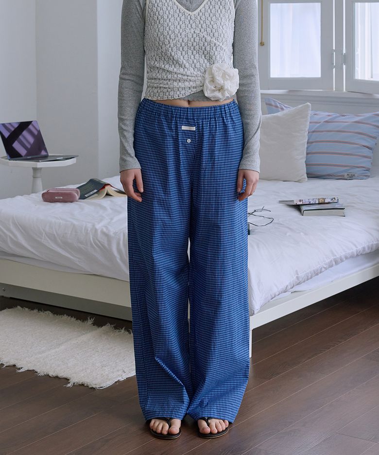 BANDING PAJAMA PANTS (BLUE-CHECK)