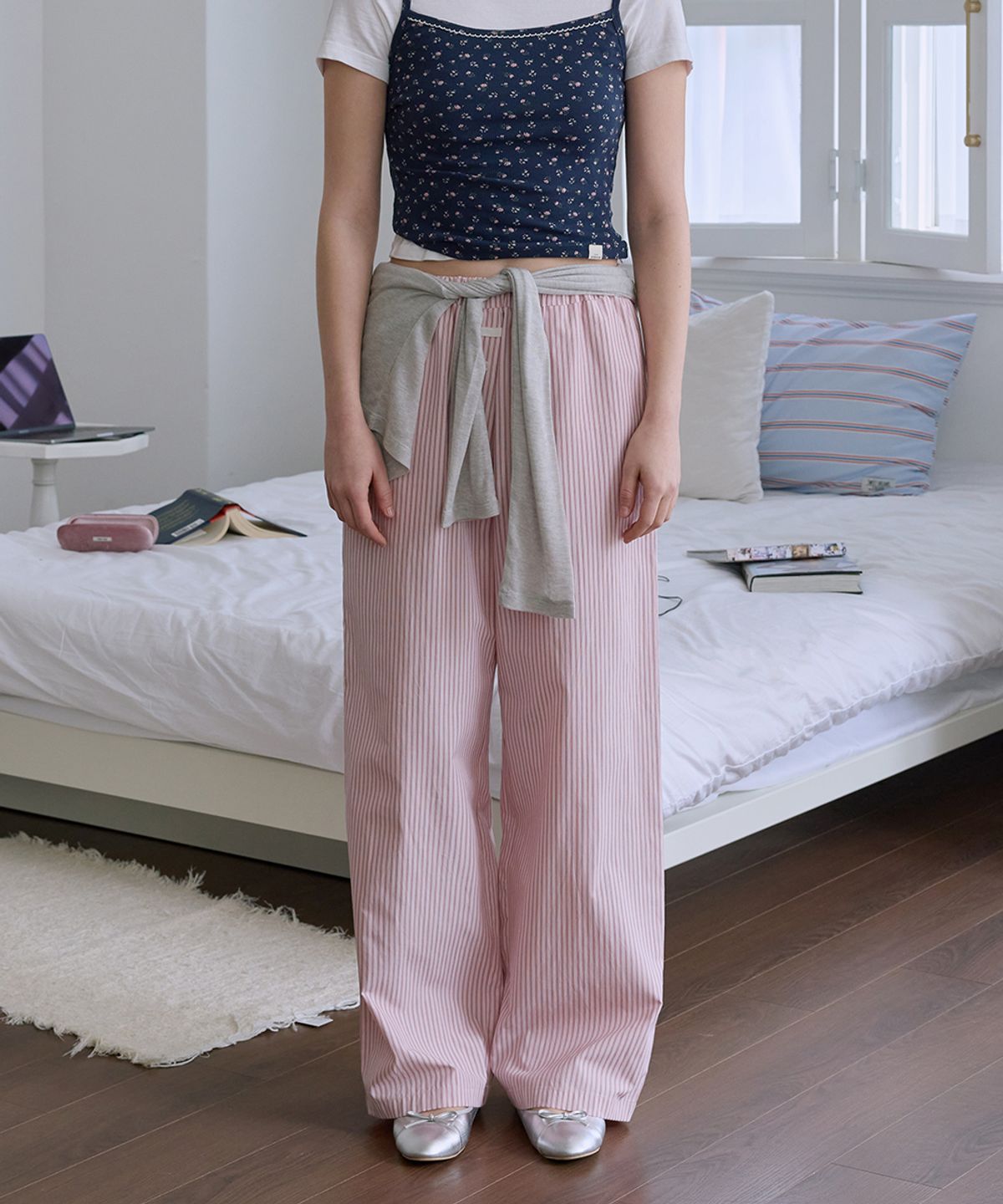 애프터아워즈(AFTERHOURS) BANDING PAJAMA PANTS (PINK-STRIPE)