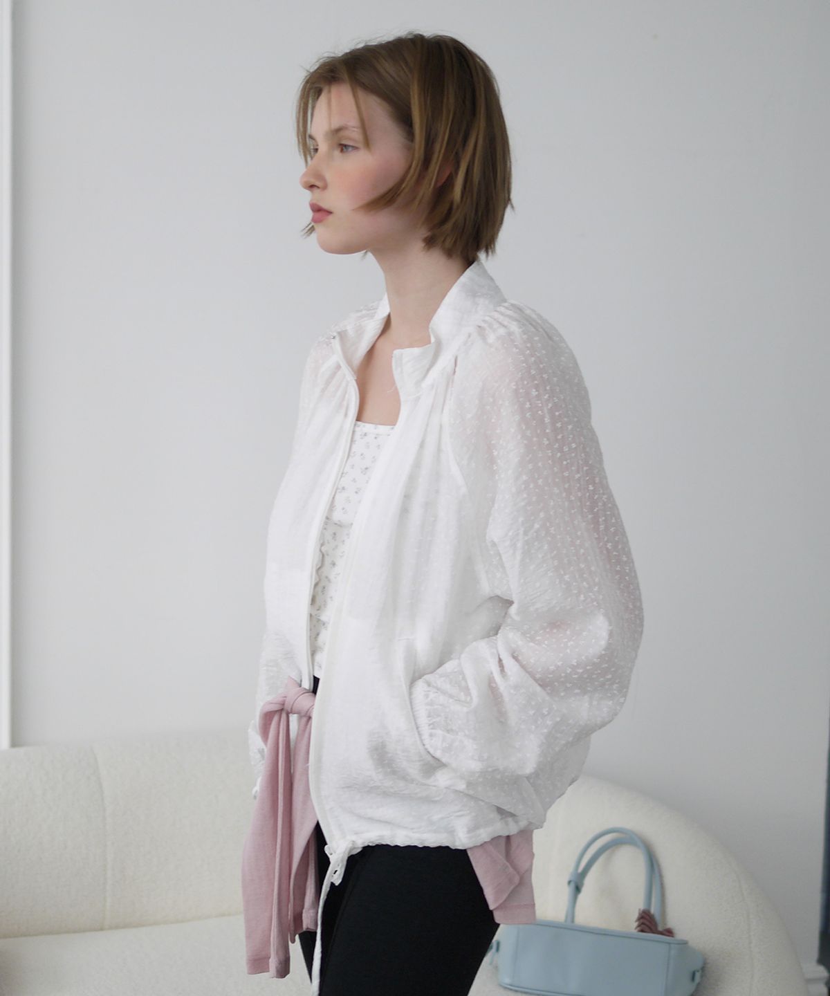 애프터아워즈(AFTERHOURS) SHEER FLORAL SUMMER JACKET (WHITE)
