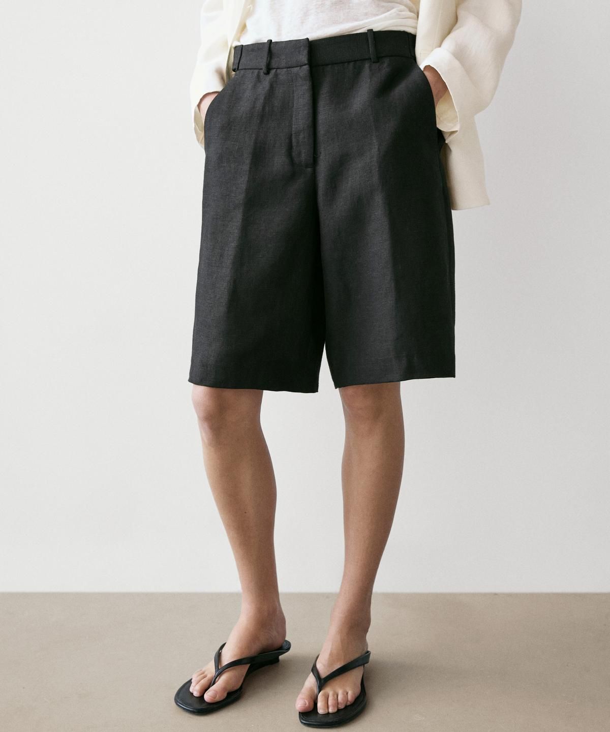 마시모두띠(MASSIMO DUTTI) 긴 린넨 버뮤다 팬츠