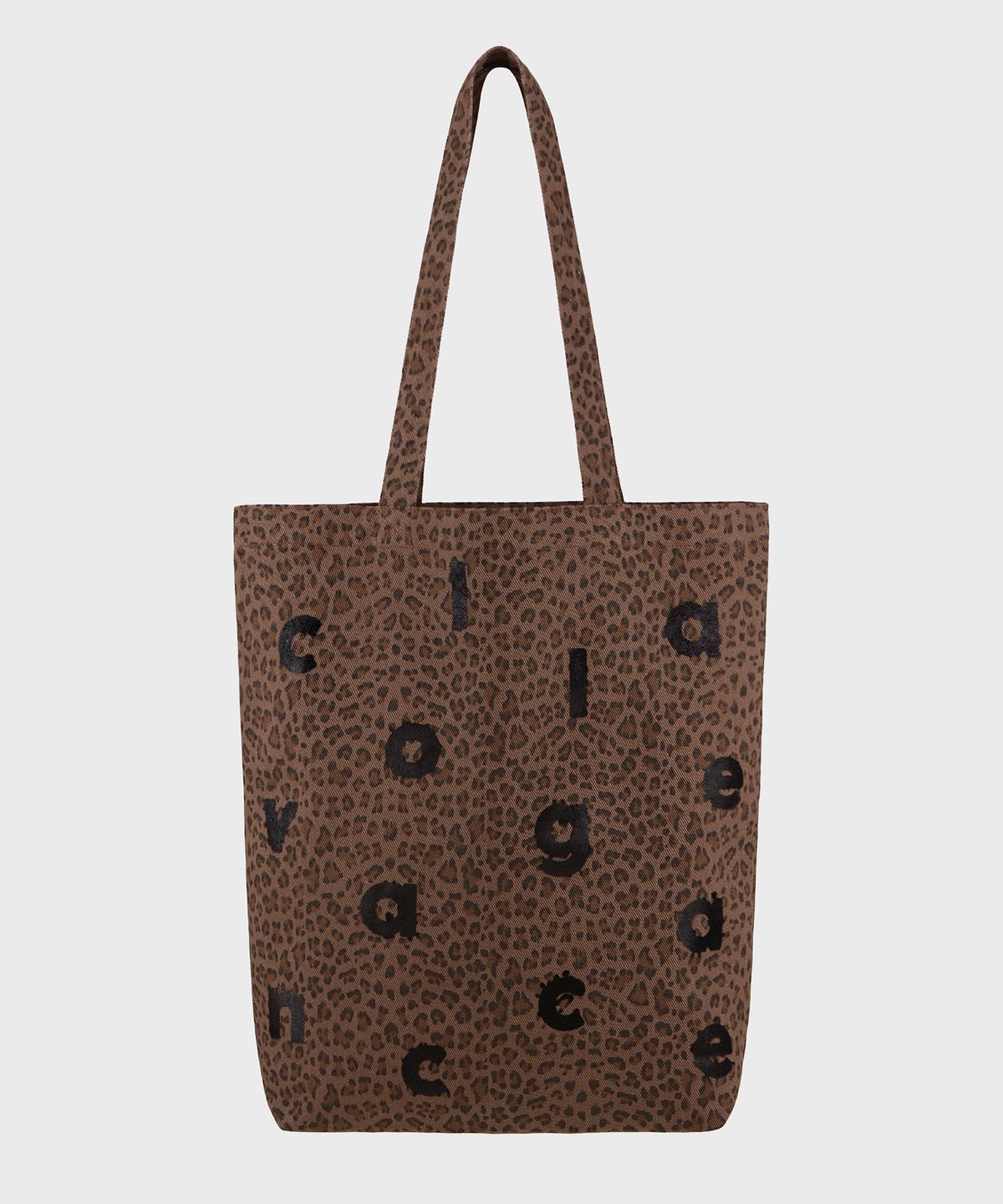 꼴라주바캉스(COLLAGEVACANCE) Logo Alphabet Leopard Cotton Bag - Brown  (에코백)