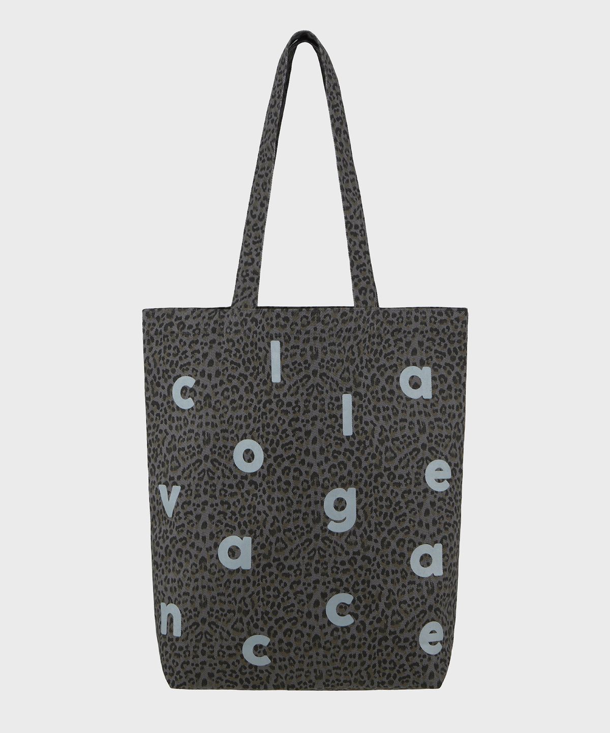 꼴라주바캉스(COLLAGEVACANCE) Logo Alphabet Leopard Cotton Bag - Gray (에코백)