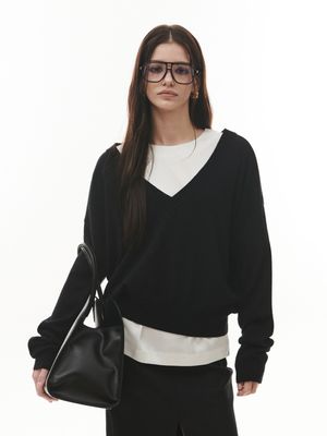 Slik Crop Knit [BLACK]
