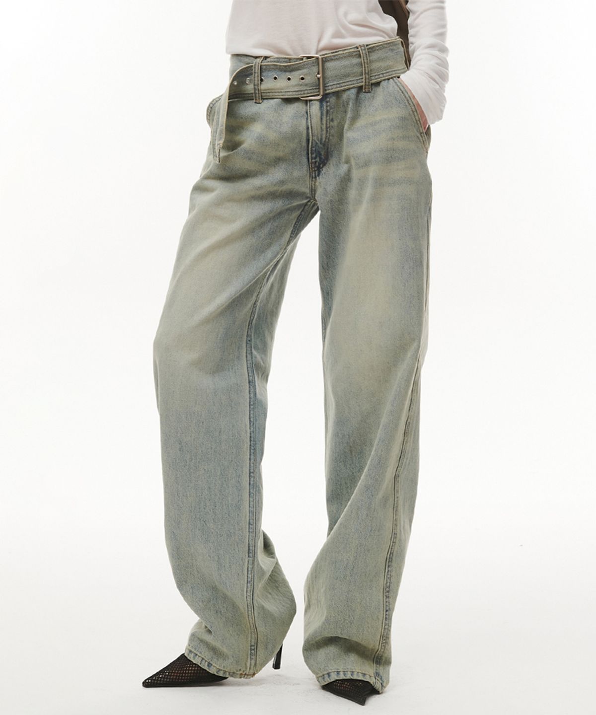 프로젝트 웨이브(PROJECT WAVE) Straight Belt Denim