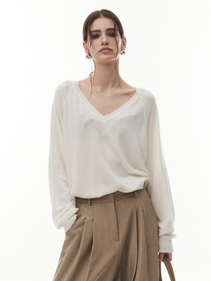 Bamboo Vneck Knit [IVORY]