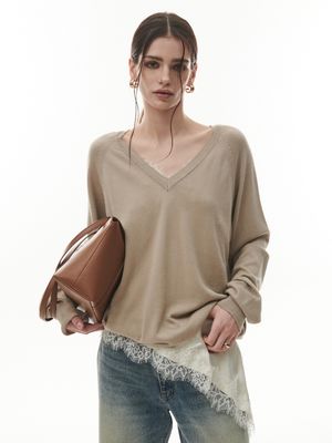 Bamboo Vneck Knit [BEIGE]