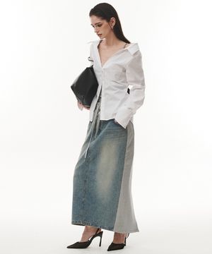 Half Long Denim Skirt