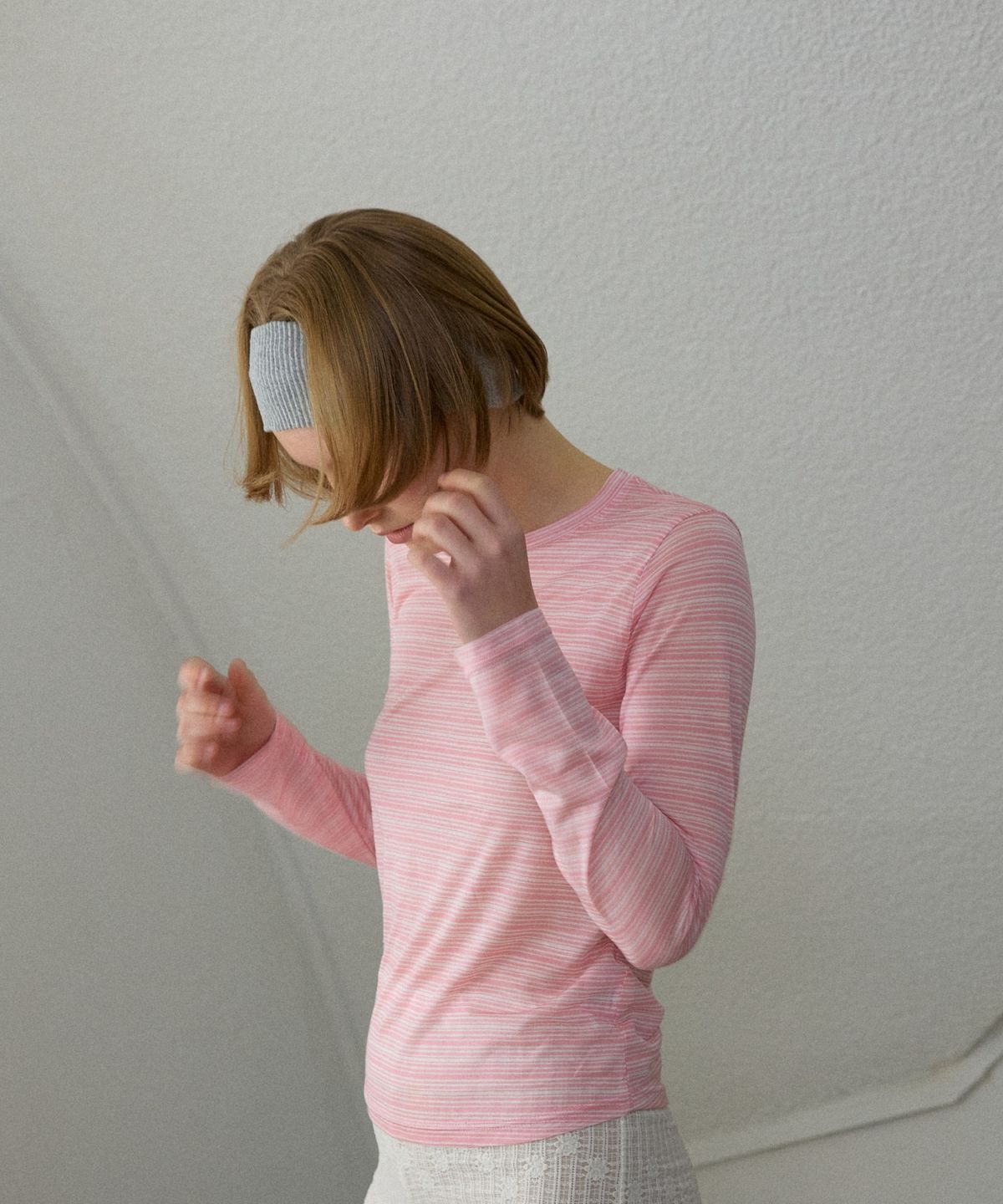 위오이(WIOE) Tencel Stripe Long Sleeve_Pink