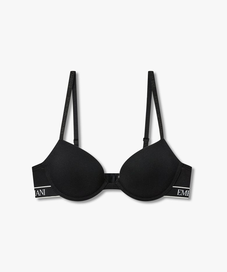 여성 배색 밴딩 자카드 로고 푸쉬업 브라_블랙 0826185503