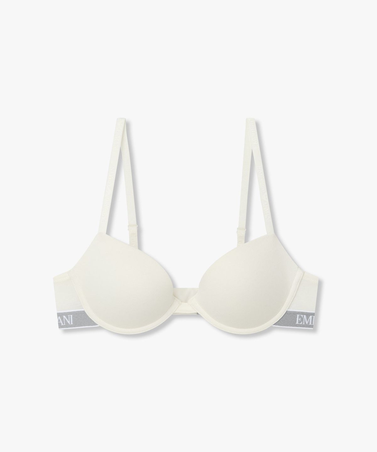 엠포리오 아르마니 언더웨어(EMPORIO ARMANI UNDERWEAR) 여성 배색 밴딩 자카드 로고 푸쉬업 브라_화이트 0826185502