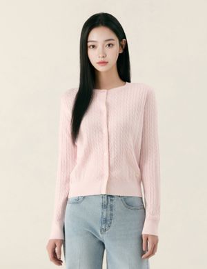 레이스 배색 케이블가디건_RMCKG23R11