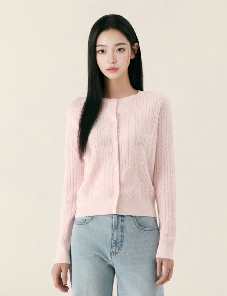 레이스 배색 케이블가디건_RMCKG23R11