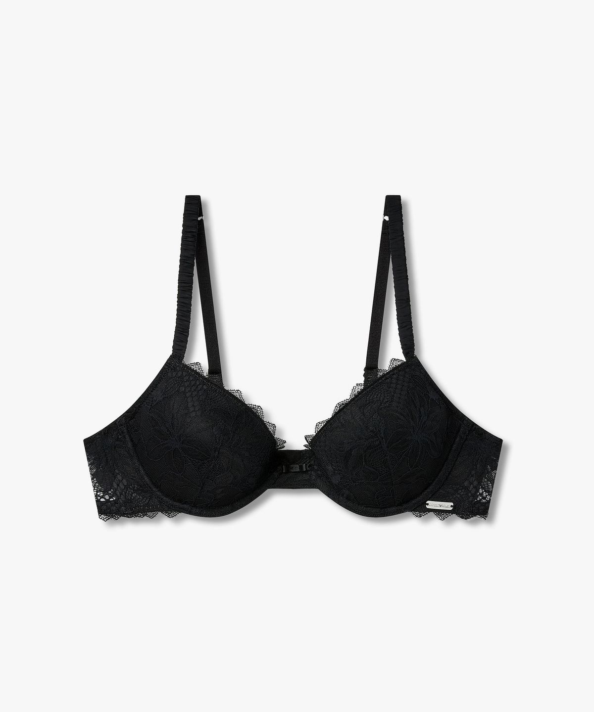 엠포리오 아르마니 언더웨어(EMPORIO ARMANI UNDERWEAR) 여성 플라워 메쉬 리무버블 푸쉬업 브라_블랙 0826185524