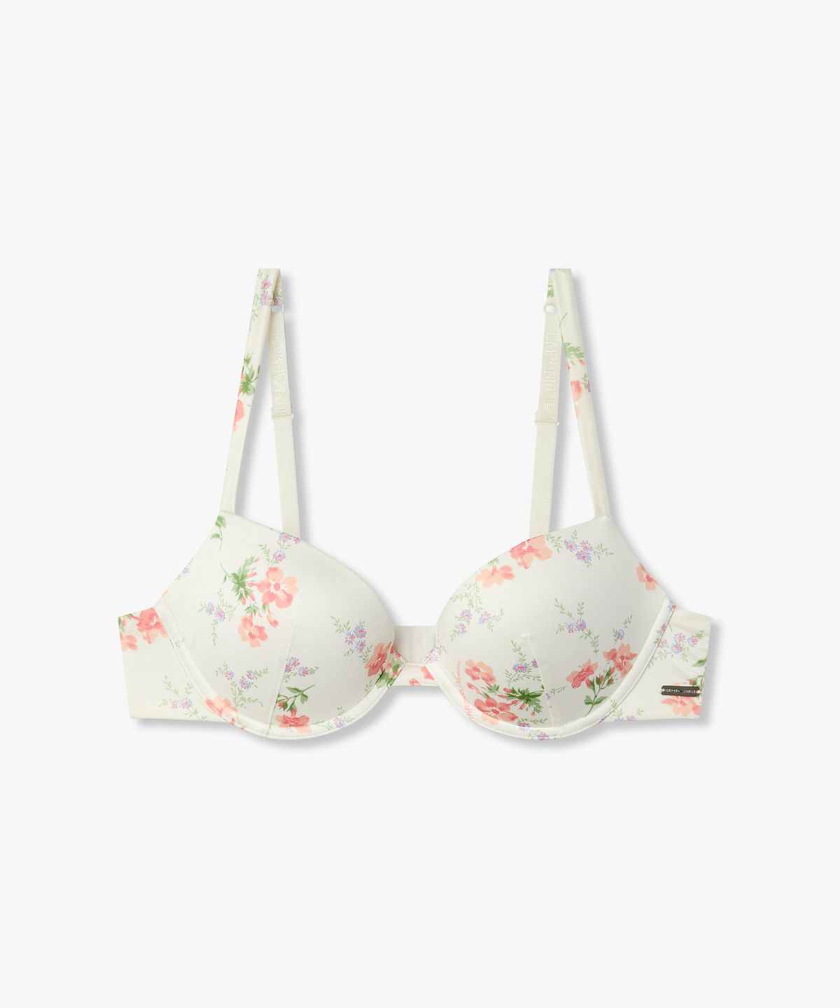 엠포리오 아르마니 언더웨어(EMPORIO ARMANI UNDERWEAR) 여성 로고 앤 플라워 프린트 푸쉬업 브라_화이트 0826185511