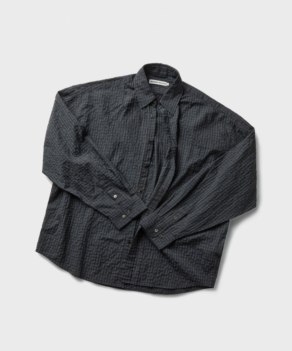 브랜디드(BRANDED) SQUARE OVERSIZED CHECK SHIRT [BLACK]