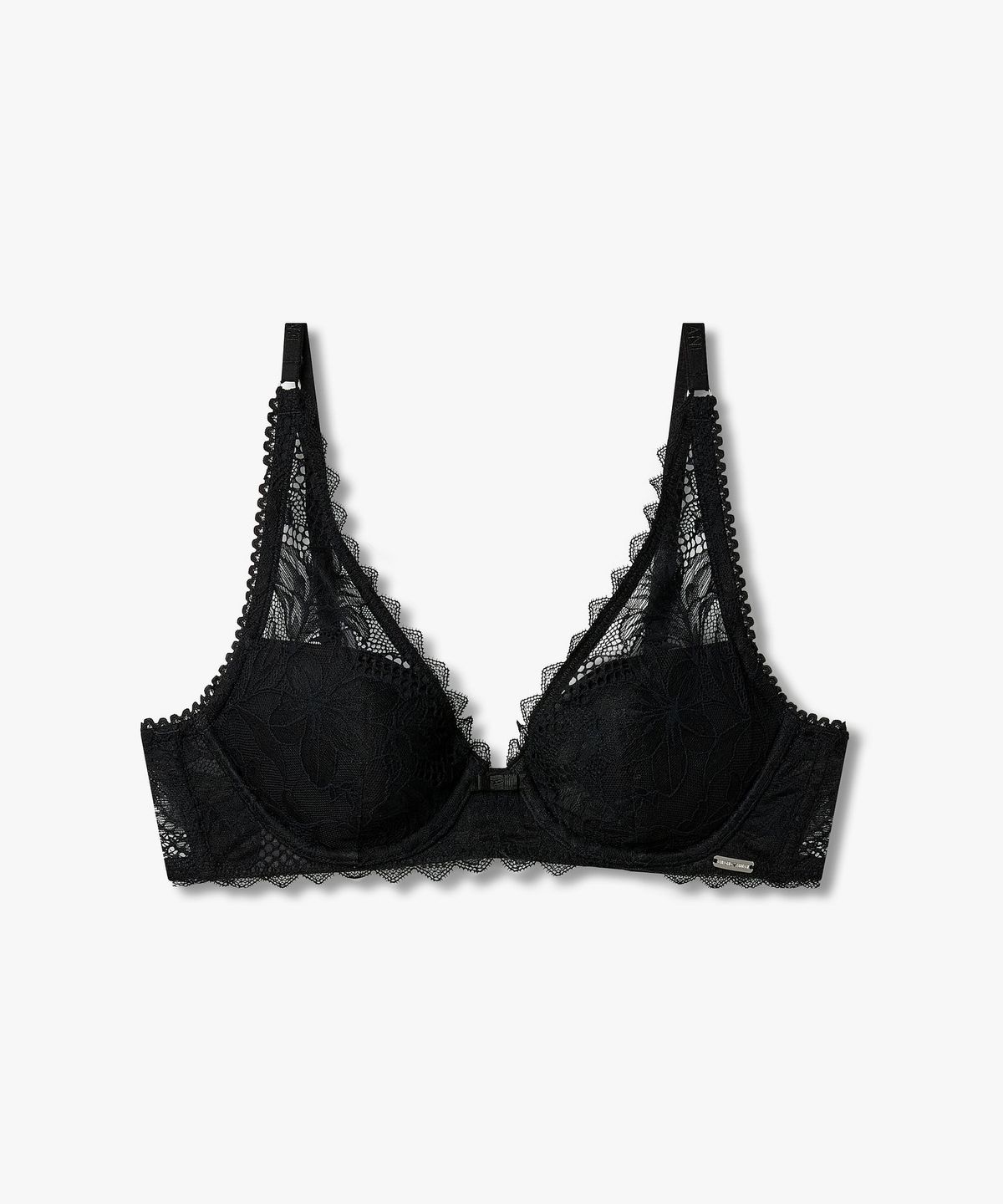 엠포리오 아르마니 언더웨어(EMPORIO ARMANI UNDERWEAR) 여성 플라워 메쉬 패디드 발코넷 브라_블랙 0826182503