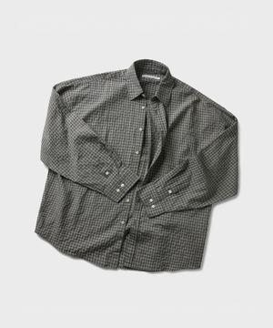SQUARE OVERSIZED CHECK SHIRT [ASH GRAY]