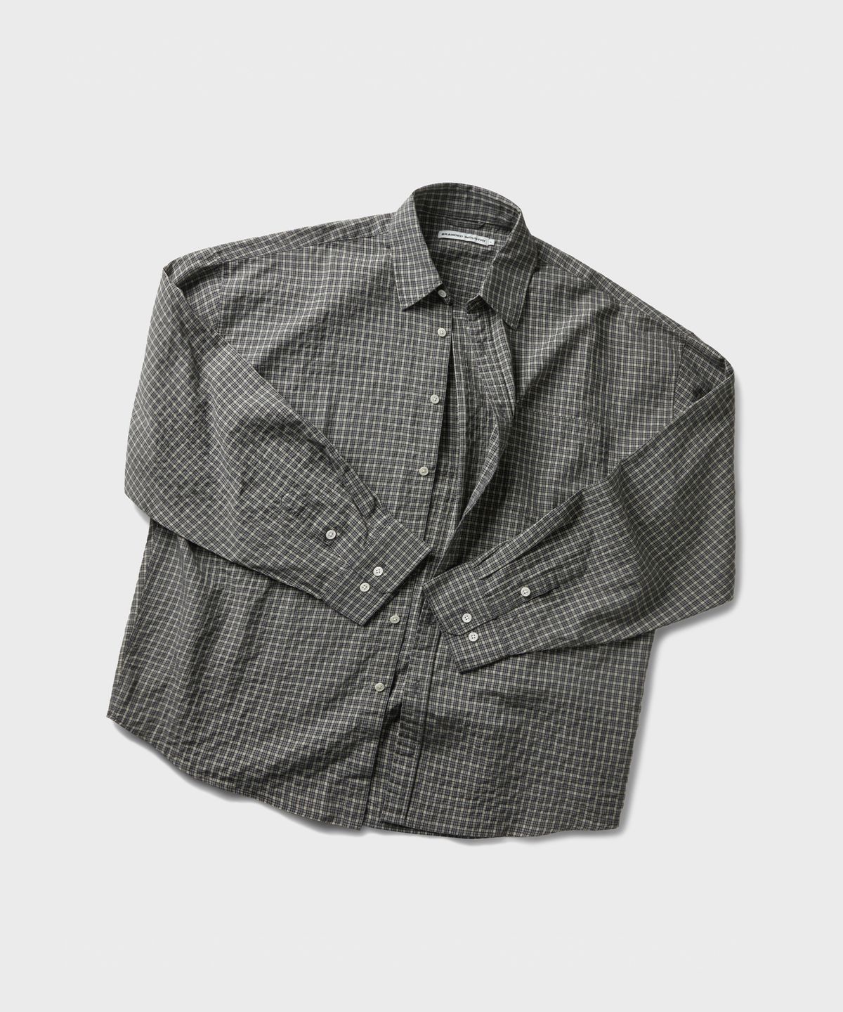 브랜디드(BRANDED) SQUARE OVERSIZED CHECK SHIRT [ASH GRAY]