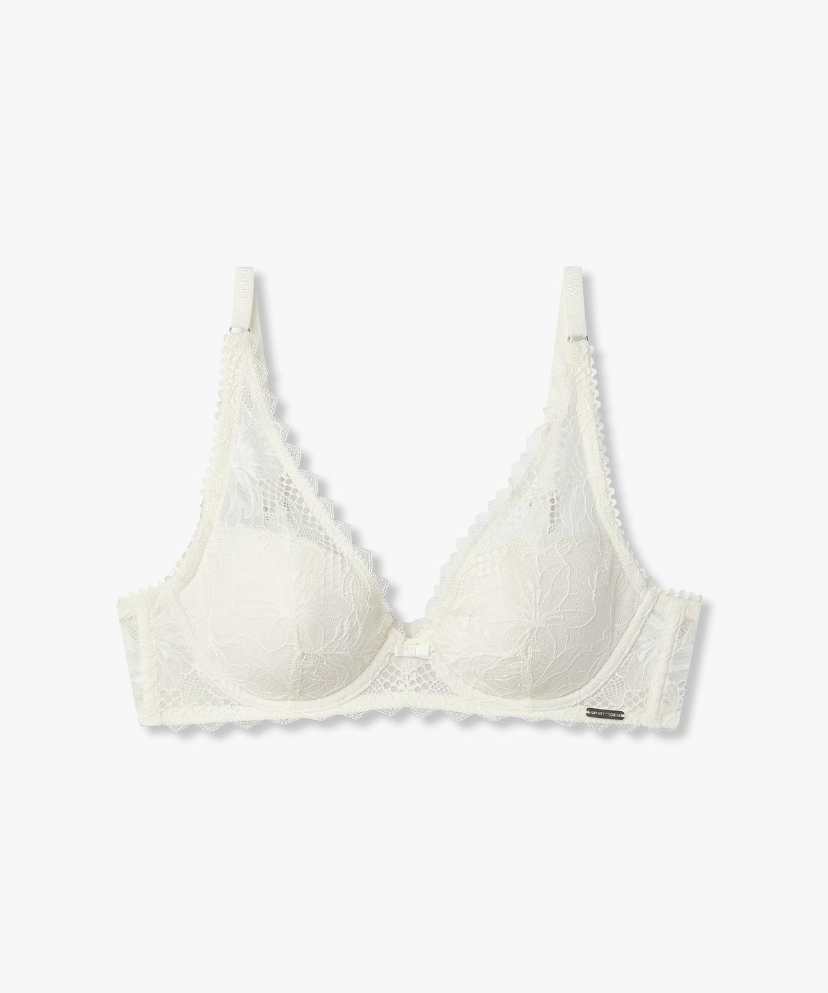 엠포리오 아르마니 언더웨어(EMPORIO ARMANI UNDERWEAR) 여성 플라워 메쉬 패디드 발코넷 브라_화이트 0826182501