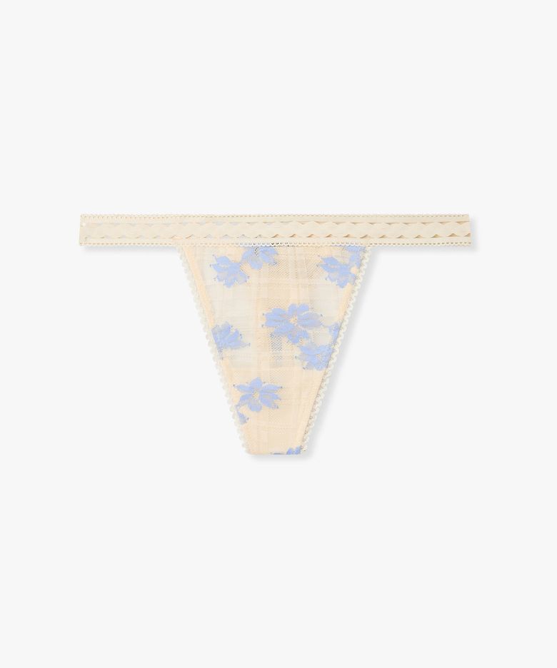 여성 플라워 체크 자카드 티팬티_아이보리 0826110504