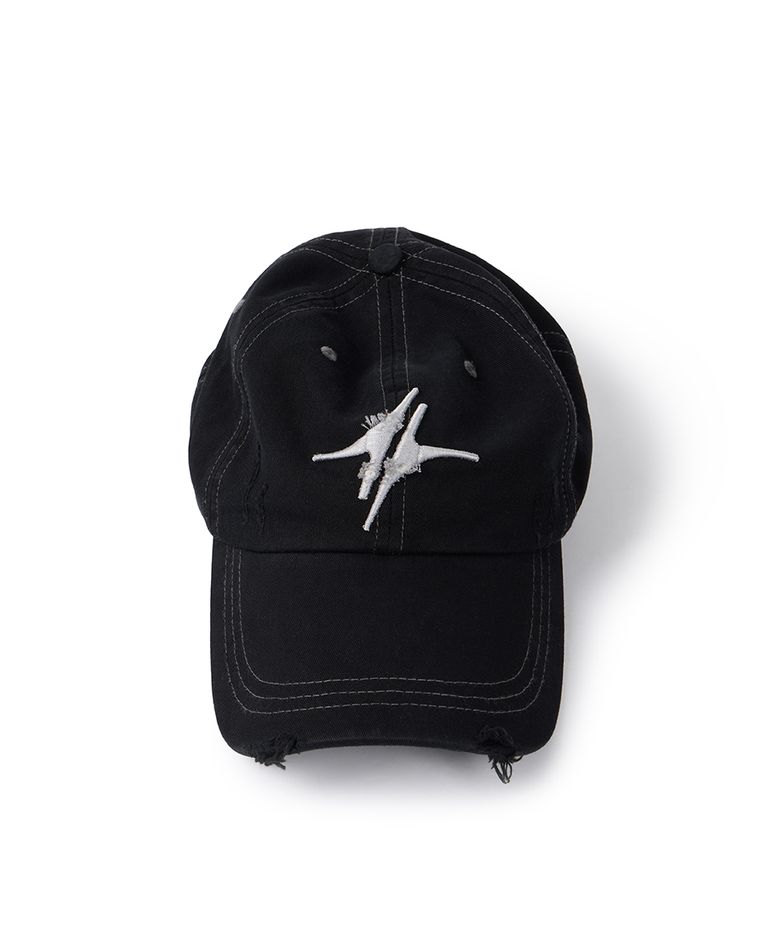 DESTROYED SIGNATURE LOGO CAP (BLACK)