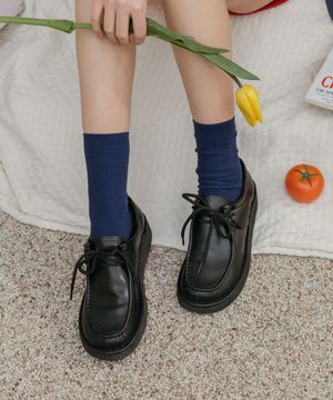 Kanga 천연가죽 하트참 모카신 로퍼_잉크블랙(3cm)