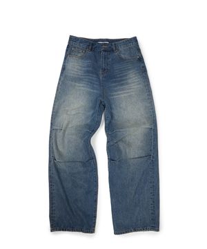 (BASE) TUCK DENIM PANTS (BLUE)