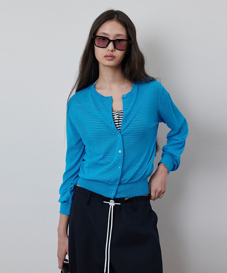 Linen Button Round Cardigan