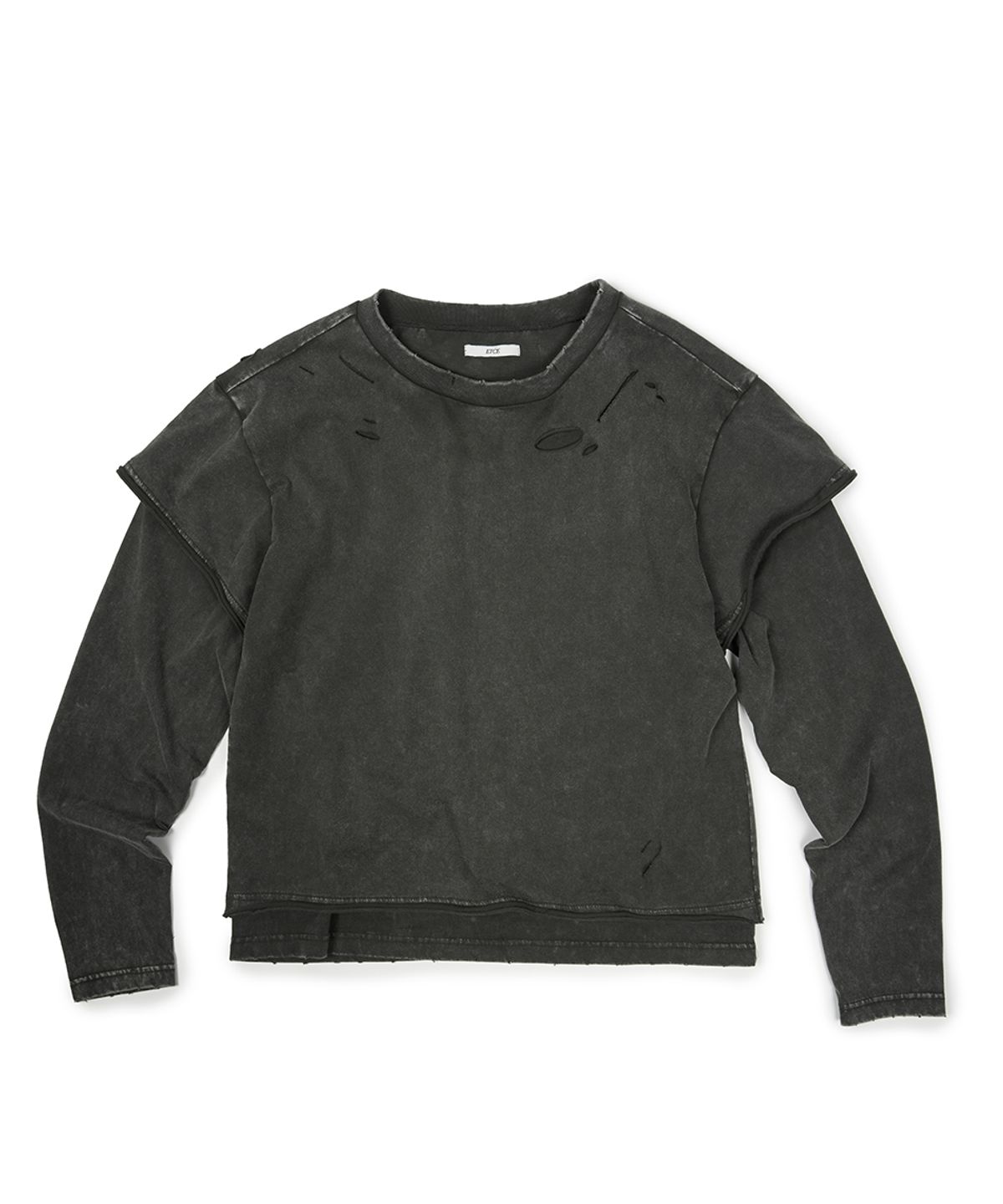 이티씨이(ETCE) DAMAGE LAYERED L/S TEE (CHARCOAL)