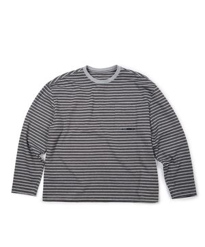 (BASE) STRIPE POCKET LONG SLEEVE (GRAY)