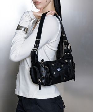 바엘 크로스 레더 패치 미니 숄더백