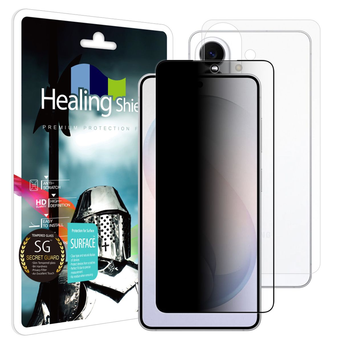 힐링쉴드(HEALINGSHIELD) 갤럭시S26 3D 풀커버 9H 사생활 정보보안 액정보호 강화유리필름 1매 후면1매