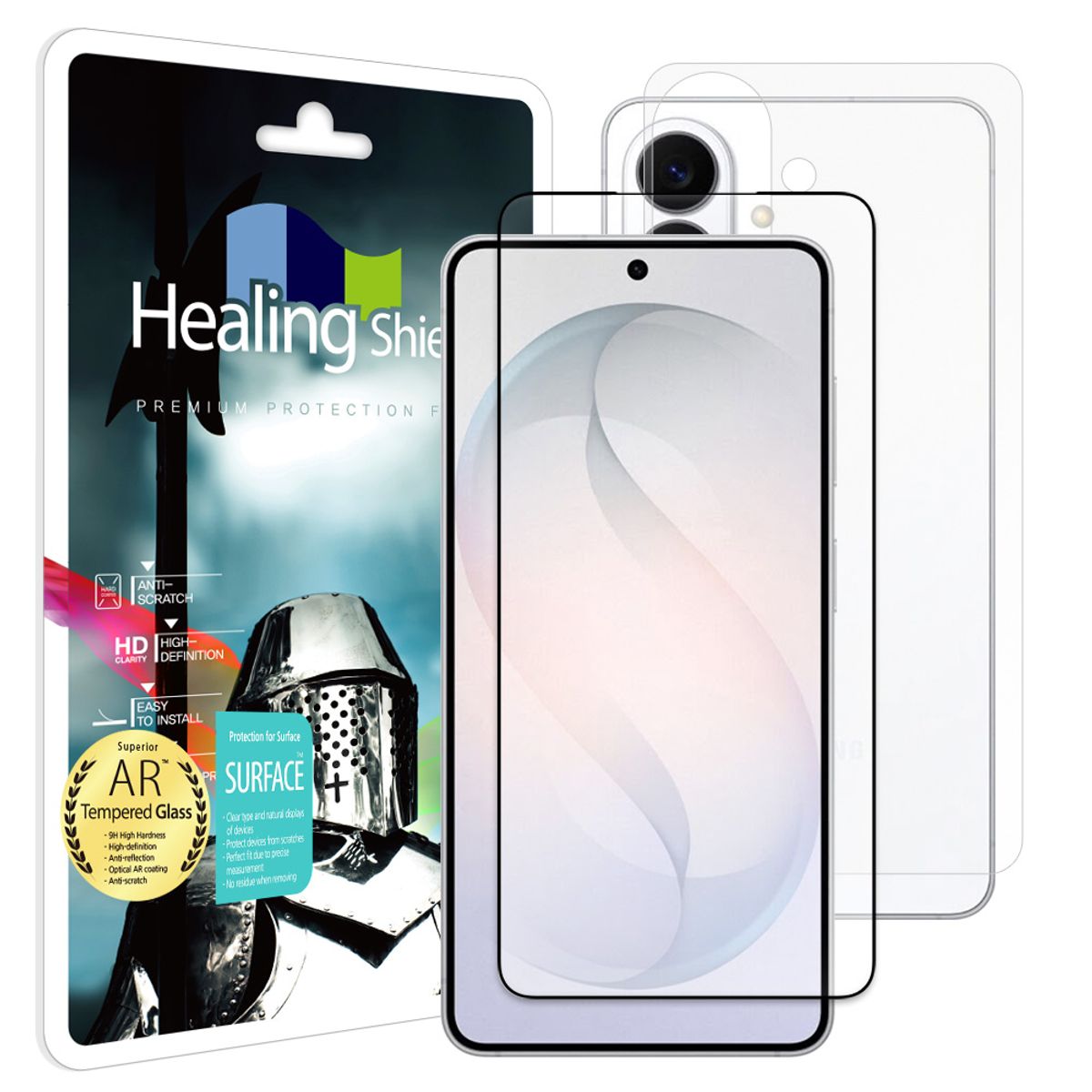 힐링쉴드(HEALINGSHIELD) 갤럭시S26 3D 풀커버 AR 고화질 강화유리 액정보호필름 1매 후면1매