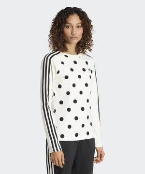 폴카 닷 슬림 롱슬리브 탑 - 오프화이트 / KV1174