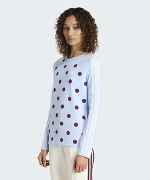 폴카 닷 슬림 롱슬리브 탑 - 클리어스카이 / KV1175