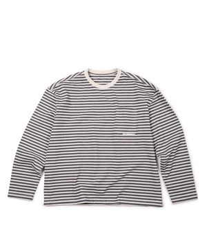 (BASE) STRIPE POCKET LONG SLEEVE (IVORY)