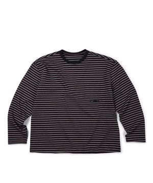 (BASE) STRIPE POCKET LONG SLEEVE (NAVY)