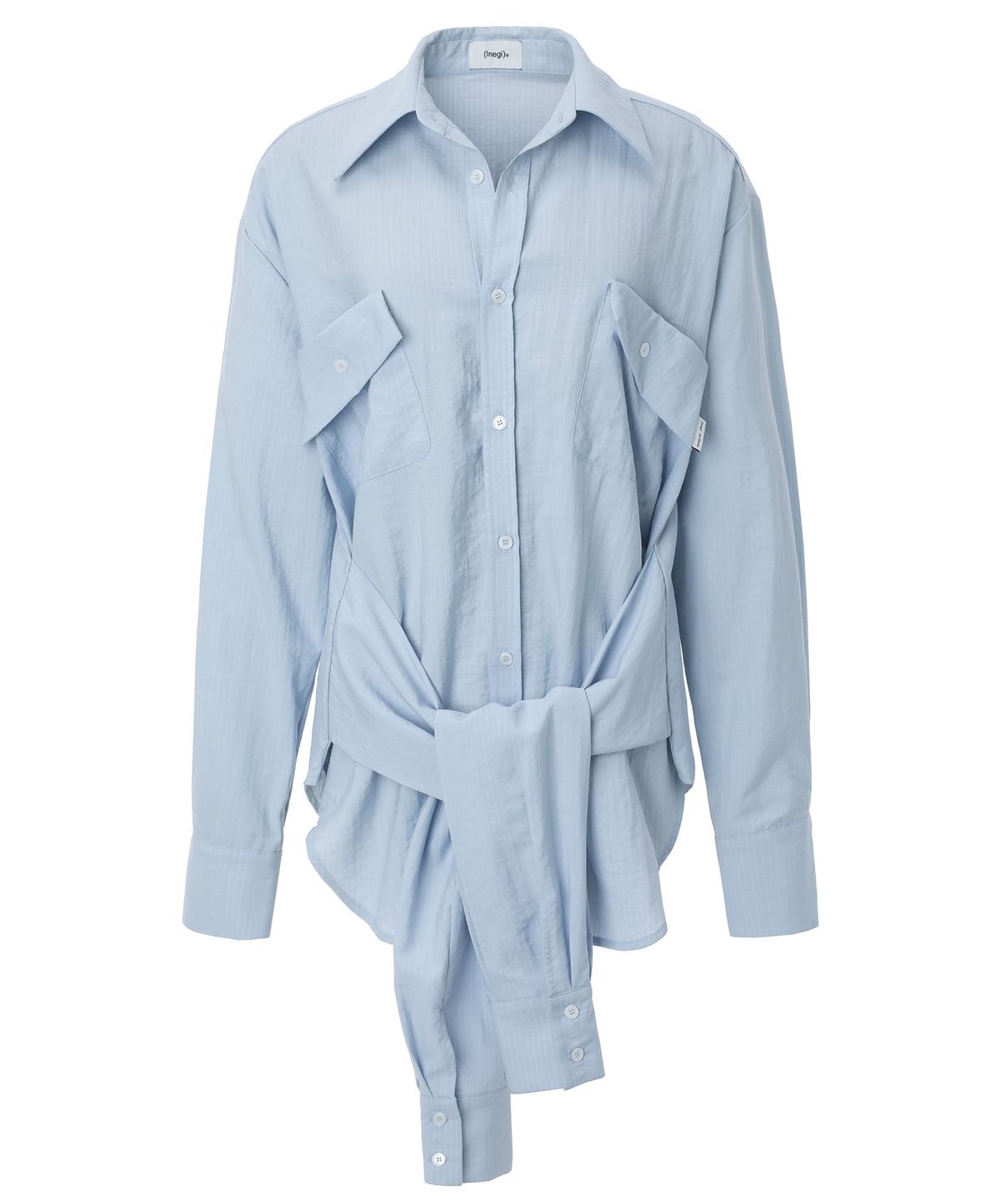 이네기(INEGI) Tie-Waist Oversized Shirt (blue)