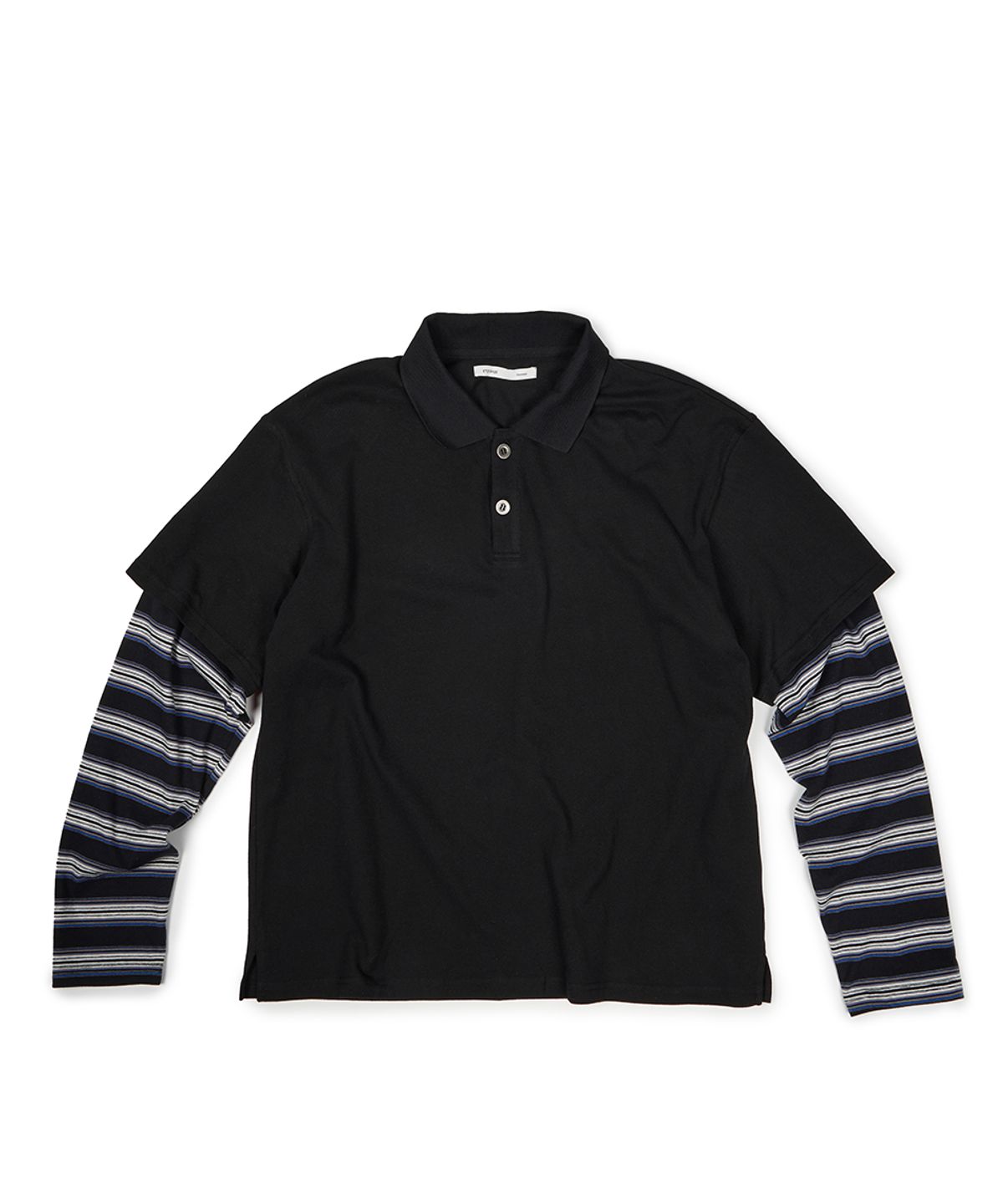 이티씨이(ETCE) (BASE) LAYERED STRIPE POLO L/S TEE (NAVY)