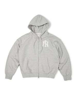 (BASE) NY CROSS HOOD ZIP UP (GRAY)