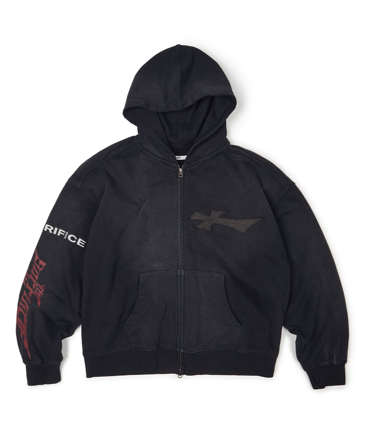 이티씨이(ETCE) WASHED SACRIFICE HOOD ZIP UP (BLACK)