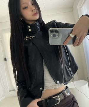 Flight Leather Biker Jacket (black)